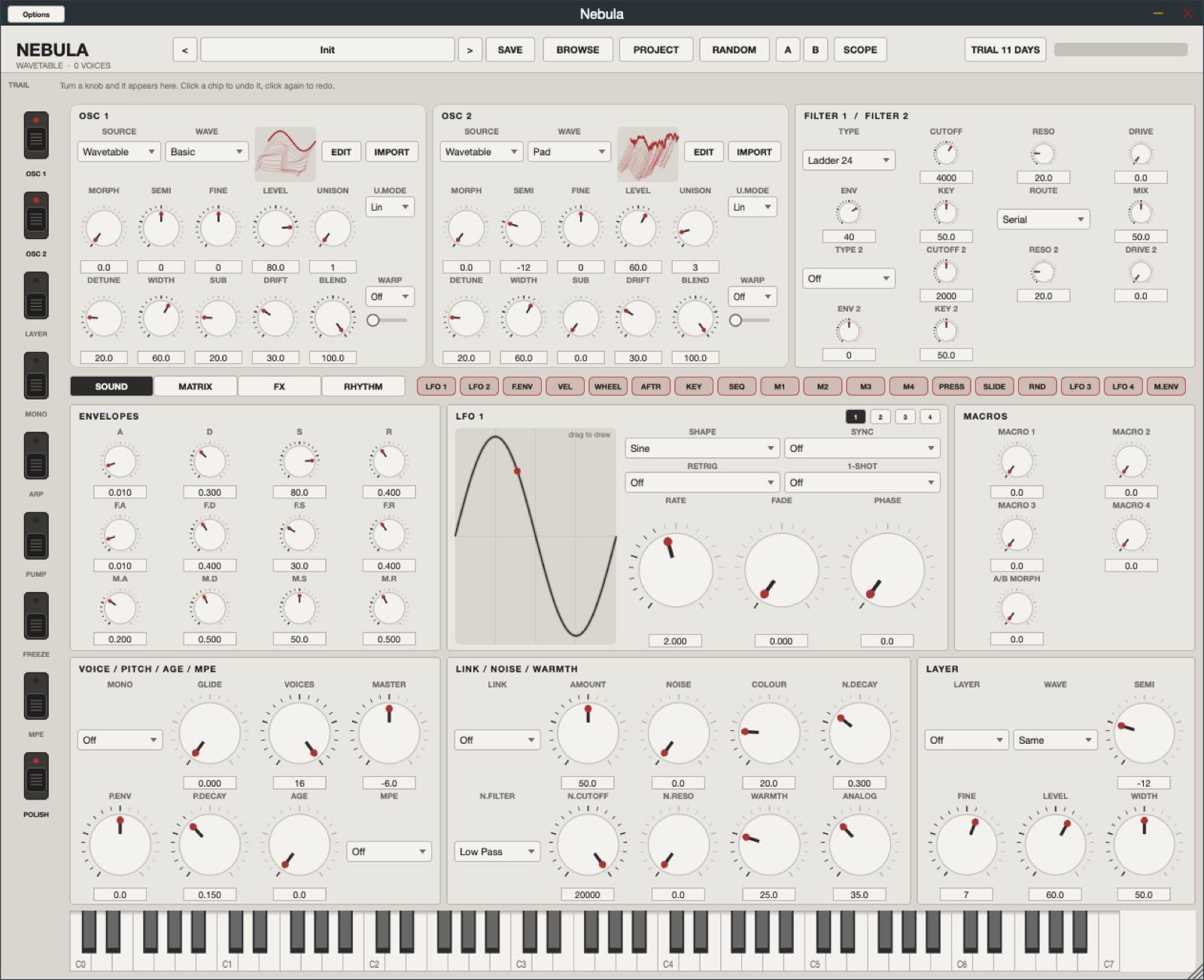 Nebula synth window